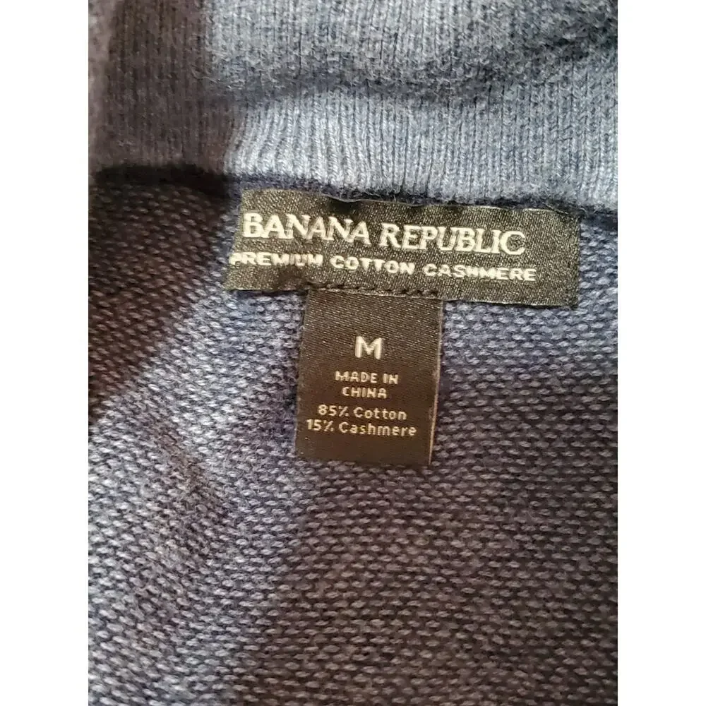 Banana Republic Men’s M Half Zip Sweater Blue Cotton Cashmere Pullover